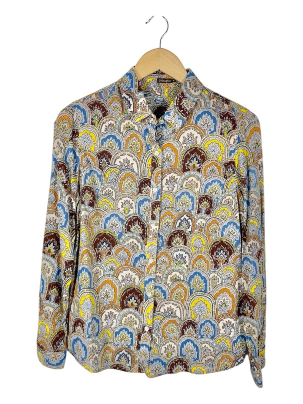 J. McLaughlin Cotton Paisley Boho Button Down‎ Top Size 8